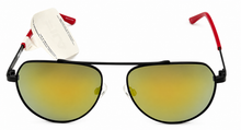 Load image into Gallery viewer, Fila Mens Black Metal Aviator Sunglass, Gold Mirror Lens SF1274. 0U28