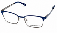 Load image into Gallery viewer, Lucky Mens Ophthalmic Soft Rectangle Metal Frame. D803 Blue. 46mm