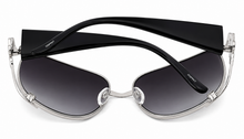Load image into Gallery viewer, Esprit Women's Sunglasses Combo Large Rectangle Wrap Black Silver ET19282 505