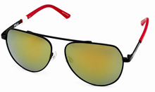 Load image into Gallery viewer, Fila Mens Black Metal Aviator Sunglass, Gold Mirror Lens SF1274. 0U28