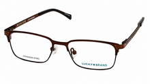 Load image into Gallery viewer, Lucky Brand Mens Ophthalmic Eyeglass Rectangle Brown Metal D802 47mm