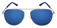 Load image into Gallery viewer, Fila Unisex Sunglasses Silver Metal Aviator , Blue Flash Lens SF1274. 579