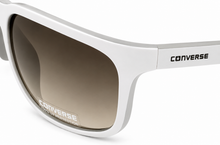 Load image into Gallery viewer, Converse Mens Matte White Gray Rectangle Wrap Plastic Sunglass, H118