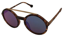 Load image into Gallery viewer, Converse Womens Matte Tortoise Plastic Round Sunglass, Blue Flash Lens H086 Converse