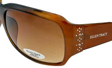 Load image into Gallery viewer, Ellen Tracy Womens Mocha Plastic Rectangle Sunglass, Gradient Lens 521 3