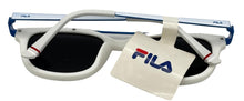 Load image into Gallery viewer, Fila Mens Soft Square White Blue Top Bar Sunglass , Solid Smoke Lens SF9335 06VC