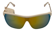 Load image into Gallery viewer, Fila Mens White Gold Rectangle Shield Plastic Wrap Sunglass, Gold Flash Lens SF9343 6VCA