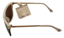 Load image into Gallery viewer, Fila Mens White Gold Rectangle Shield Plastic Wrap Sunglass, Gold Flash Lens SF9343 6VCA