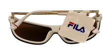 Load image into Gallery viewer, Fila Mens White Gold Rectangle Shield Plastic Wrap Sunglass, Gold Flash Lens SF9343 6VCA
