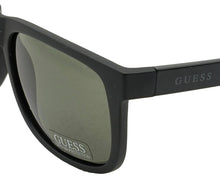Load image into Gallery viewer, Guess Sunglass Mens Matte Black Rectangle Plastic Wrap, Green Lens GF0234. 2N