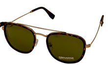 Load image into Gallery viewer, Converse Mens Soft Square Metal Tortoise Gold Sunglass, Green Lens H110