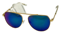 Load image into Gallery viewer, Fila Gunmetal Mens Gold Metal Aviator Sunglass, Blue Flash Lens SF1274. 0300