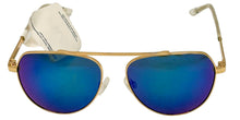 Load image into Gallery viewer, Fila Gunmetal Mens Gold Metal Aviator Sunglass, Blue Flash Lens SF1274. 0300