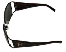 Load image into Gallery viewer, Carolina Herrera Black Womens Metal Rectangle Wrap Sunglass Green Lens H719