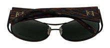 Load image into Gallery viewer, Carolina Herrera Black Womens Metal Rectangle Wrap Sunglass Green Lens H719