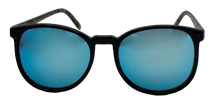 Load image into Gallery viewer, Perry Ellis Mens Sunglass Black Plastic Square, Silver Blue Flash Lens PE57 3