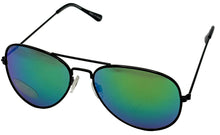 Load image into Gallery viewer, Perry Ellis Mens Sunglass Classic Black Metal Aviator, Green Mirror Lens PE47 6