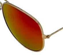 Load image into Gallery viewer, Perry Ellis Mens Sunglass Classic Gold Metal Aviator, Orange Mirror Lens PE47 1
