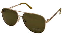Load image into Gallery viewer, Guess Sunglass Mens Gold Metal Aviator, Green Lens GF0231. 32N