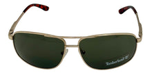 Load image into Gallery viewer, Timberland Sunglass Mens Gold Rectangle Aviator, Green Lens TB7259. 32N