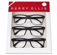 Load image into Gallery viewer, Perry Ellis Mens 3 Pack Plastic Rectangle Reading Glass PEBX 53 2.5