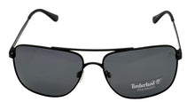 Load image into Gallery viewer, Timberland Sunglass Mens Black Metal Rectangle Aviator, Polarized Lens TB7202 2A