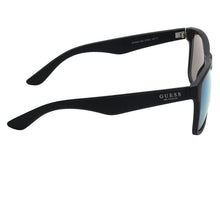 Load image into Gallery viewer, Guess Sunglass Mens Matte Black Rectangle Plastic, Blue Mirror Lens GF0203. 2X