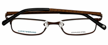 Load image into Gallery viewer, Lucky Brand Mens Ophthalmic Eyeglass Rectangle Brown Metal D802 47mm