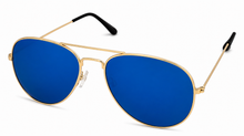 Load image into Gallery viewer, Tony Hawk Mens Sunglass Classic Gold Metal Aviator, Blue Mirror Lens TH47 2