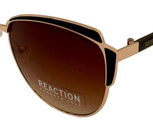 Load image into Gallery viewer, Kenneth Cole Reaction Womens Black Gold Metal Cateye Sunglass KC1352. 52F