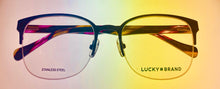 Load image into Gallery viewer, Lucky Brand Mens Ophthalmic Eyeglass Rectangle Rimless Purple Metal D105. 53mm