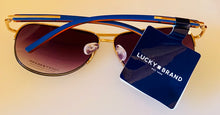 Load image into Gallery viewer, Lucky Brand Gold Mens Metal Aviator, Blue Gradient Lens Clemente