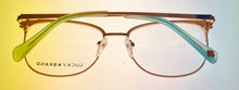 Load image into Gallery viewer, Lucky Womens Ophthalmic Eyeglass Soft Rectangle Teal Gold Metal D514 52mm