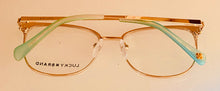 Load image into Gallery viewer, Lucky Womens Ophthalmic Eyeglass Soft Rectangle Teal Gold Metal D514 52mm