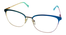 Load image into Gallery viewer, Lucky Womens Ophthalmic Eyeglass Soft Rectangle Teal Gold Metal D514 52mm