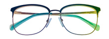 Load image into Gallery viewer, Lucky Womens Ophthalmic Eyeglass Soft Rectangle Teal Gold Metal D514 52mm