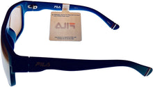 Load image into Gallery viewer, Fila Mens Matte Blue Rectangle Shield Plastic Wrap Sunglass, Flash Lens SF9336 C03X Fila