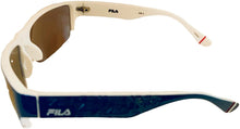 Load image into Gallery viewer, Fila Sunglass Mens Rectangle Plastic Blue White Wrap Sunglass SF9340. 5G3V Fila