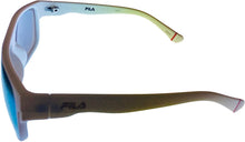 Load image into Gallery viewer, Fila Mens White Rectangle Plastic Wrap Sunglass, Flash Lens SF9336 6VCG Fila