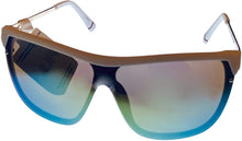 Load image into Gallery viewer, Fila Mens White Gold Rectangle Shield Plastic Wrap Sunglass, Gold Flash Lens SF9343 6VCA