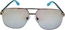 Load image into Gallery viewer, Converse Mens Silver Teal Metal Rectangle Aviator Sunglass, Flash Lens H116