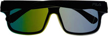 Load image into Gallery viewer, Fila Mens Matte Black Rectangle Shield Plastic Wrap Sunglass, Smoke Lens SF9336 0U28