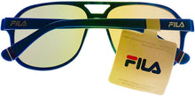 Load image into Gallery viewer, Fila Mens Plastic Matt Blue Rectangle Aviator Sunglass, Blue Flash Lens SF9339 C03B Fila