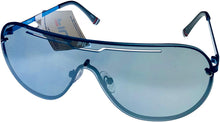 Load image into Gallery viewer, Fila Mens Shiny Light Blue Shield Metal Wrap Sunglass, Silver Flash Lens SF9981 8EEX Fila