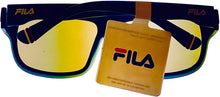 Load image into Gallery viewer, Fila Mens Matte Blue Rectangle Shield Plastic Wrap Sunglass, Flash Lens SF9336 C03X Fila