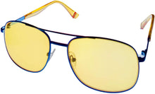 Load image into Gallery viewer, Fila Mens Blue Metal Aviator Sunglass, Yellow Lens SF9980. 0SCW Fila
