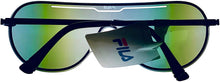 Load image into Gallery viewer, Fila Mens Shiny Light Blue Shield Metal Wrap Sunglass, Silver Flash Lens SF9981 8EEX Fila