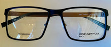 Load image into Gallery viewer, Jones New York Mens Rectangle Mens Black Metal Eyewear Frame, J354 58mm