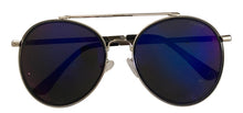 Load image into Gallery viewer, Kenneth Cole REACTION Mens Round Silver Metal Blue Flash Lens, KC1313 10X
