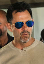Load image into Gallery viewer, Fila Gunmetal Mens Gold Metal Aviator Sunglass, Blue Flash Lens SF1274. 0300
